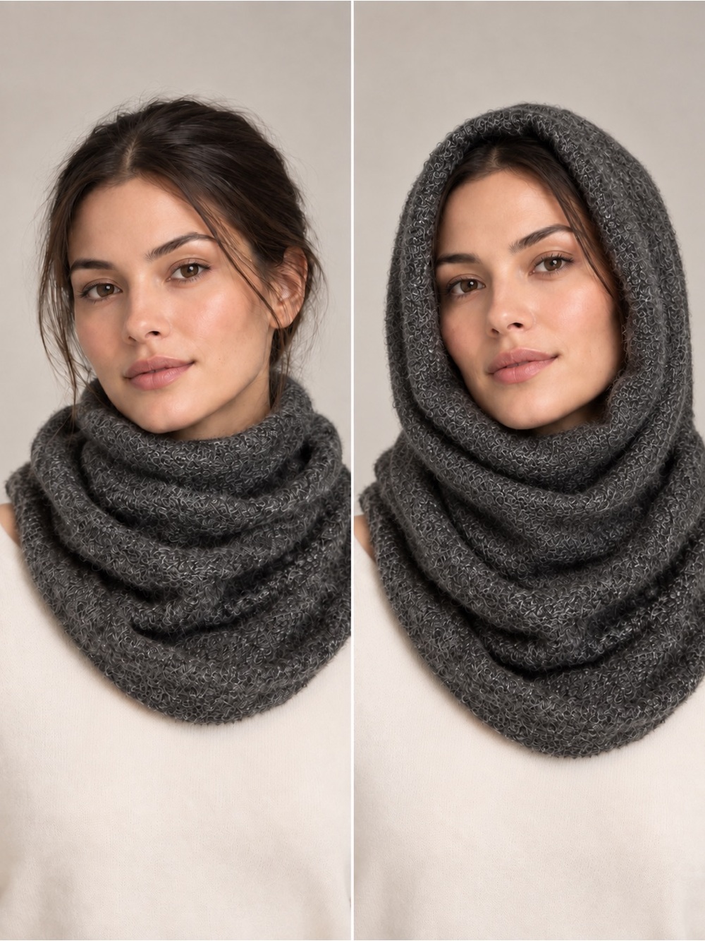 Aritzia Wilfred Wool Alpaca Blend Tube Scarf Charcoal Grey NWT
